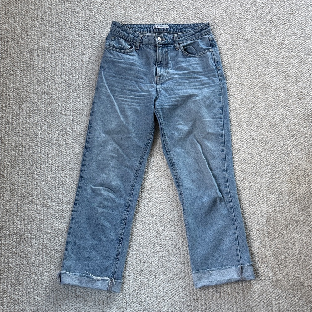 Zara Light Blue Straight Leg Jeans